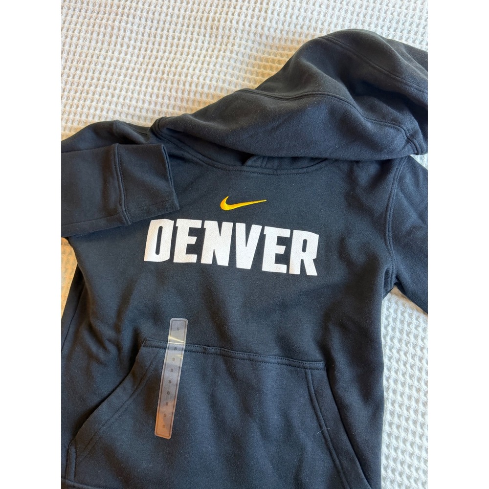 Denver Nuggets Nike Hoodie Youth Small Black Swoosh Basketball Sweatshirt NWT